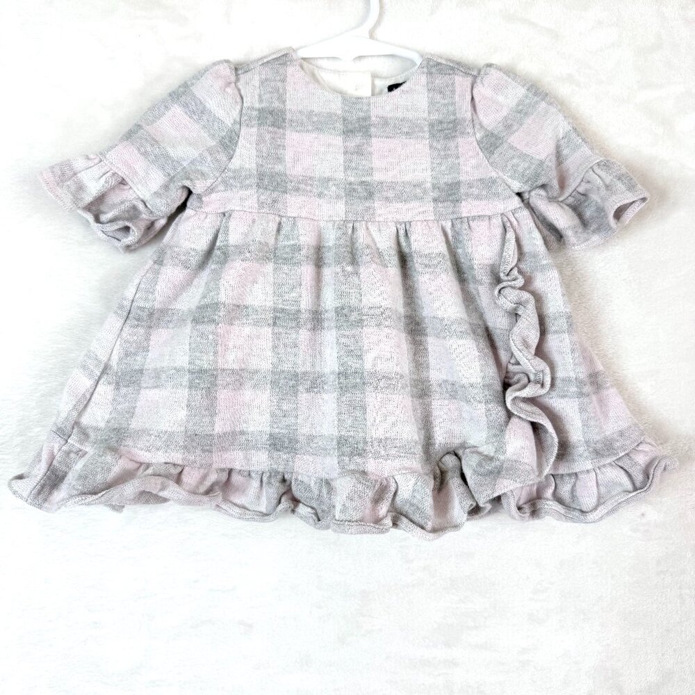 Janie And Jack Plaid Ruffle Bell Sleeve Classic Preppy Dress Baby 3-6 Months